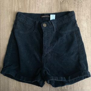 Navy Corduroy Look High Waisted Shorts